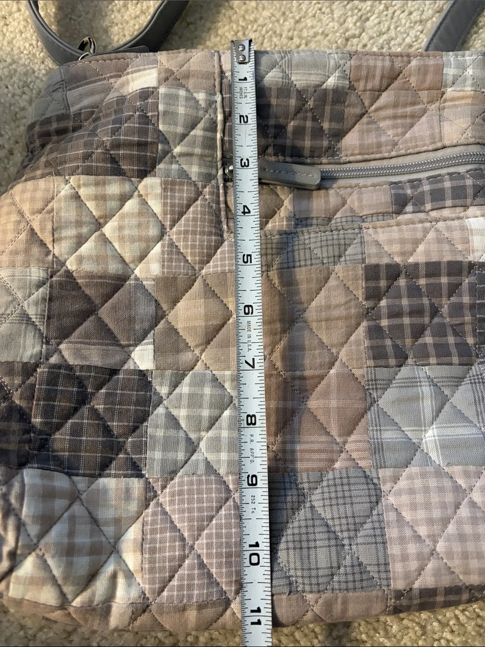 Donna Sharp Quilted Patchwork Plaid Crossbody Bag in Neutral Colors - NWOT